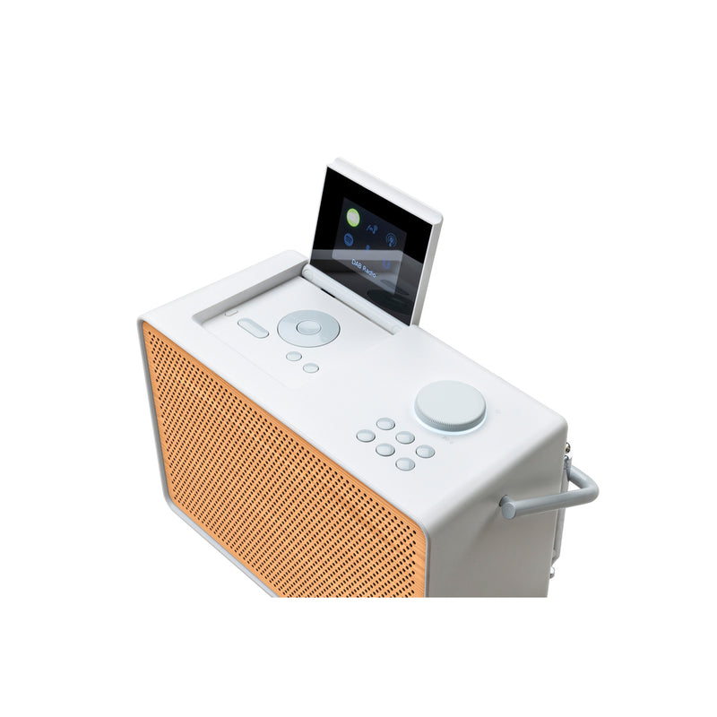 Pure Evoke Play Wood Edition Versatile Music System in Cotton White with Cherry Wood Grill White with Cherry Wood Grill