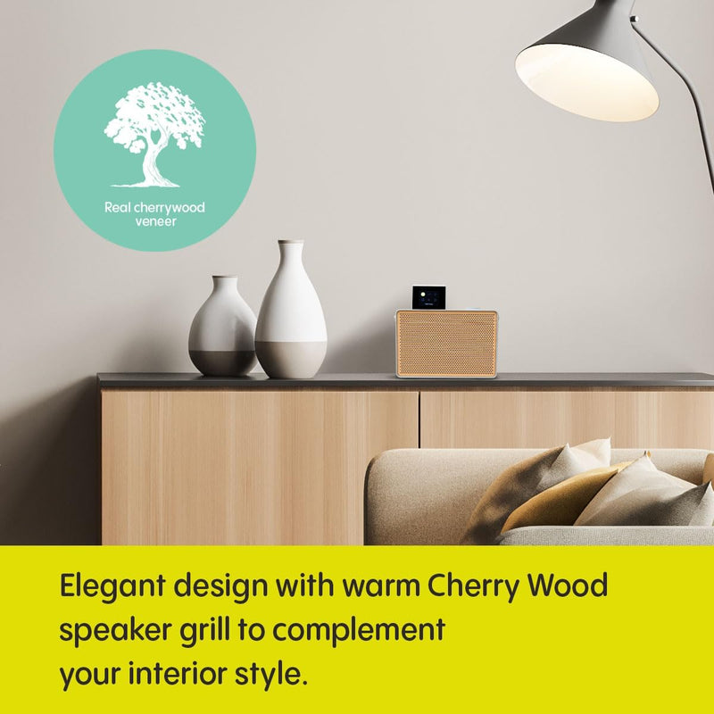 Pure Evoke Play Wood Edition Versatile Music System in Cotton White with Cherry Wood Grill White with Cherry Wood Grill