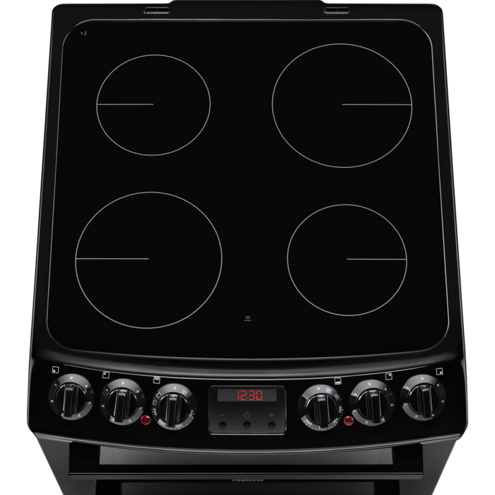 Zanussi ZCV46250BA Ceramic Electric Cooker with Double Oven Black