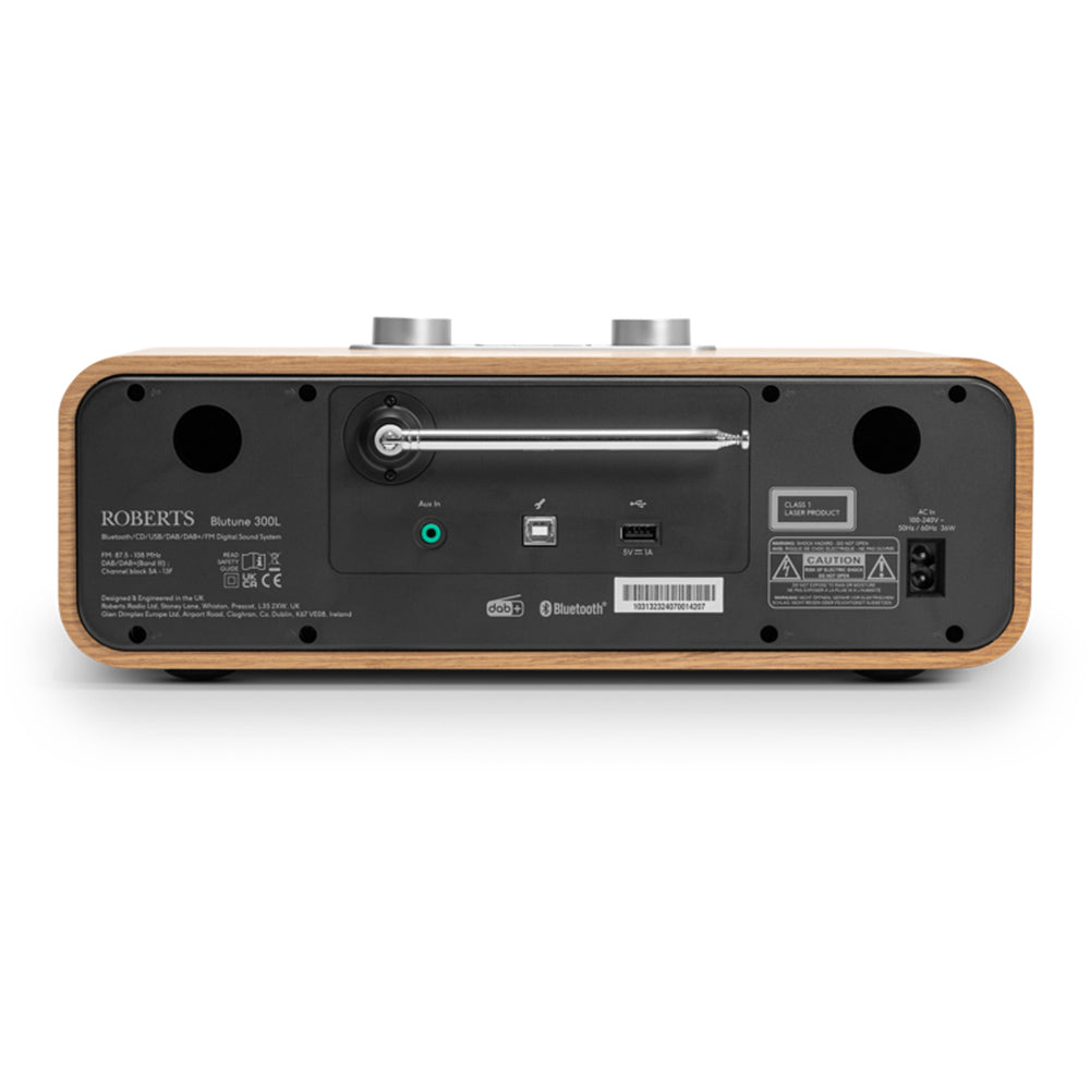 Roberts Blutune 300L DAB DAB+ Bluetooth CD USB Sound System Cherry Wood Cherry Wood