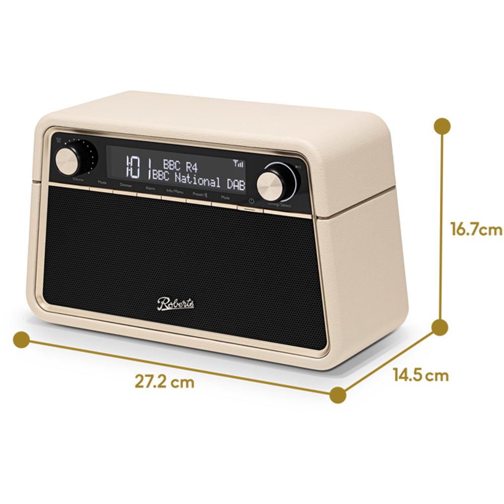 Roberts Reva DAB DAB+ FM Table-Top Radio With Bluetooth - Pastel Cream Pastel Cream