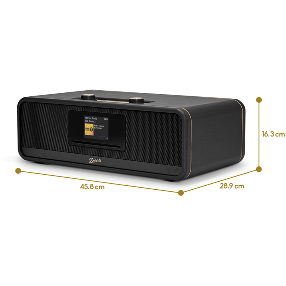 Roberts Revere 500 Sound System DAB+/FM/Internet Radio & CD Bluetooth Wi-Fi Stereo All-In-One Music System Black
