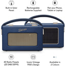 Roberts Revival Uno Solar DAB/DAB+/FM Bluetooth Solar Powered Portable Digital Radio Midnight Blue Midnight Blue