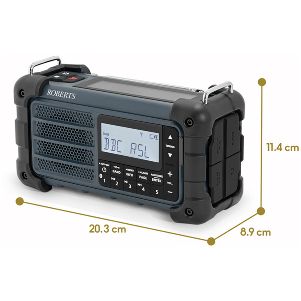 Roberts SolarDAB 99 DAB+/FM Bluetooth Solar and Dynamo Powered Digital Radio Blue