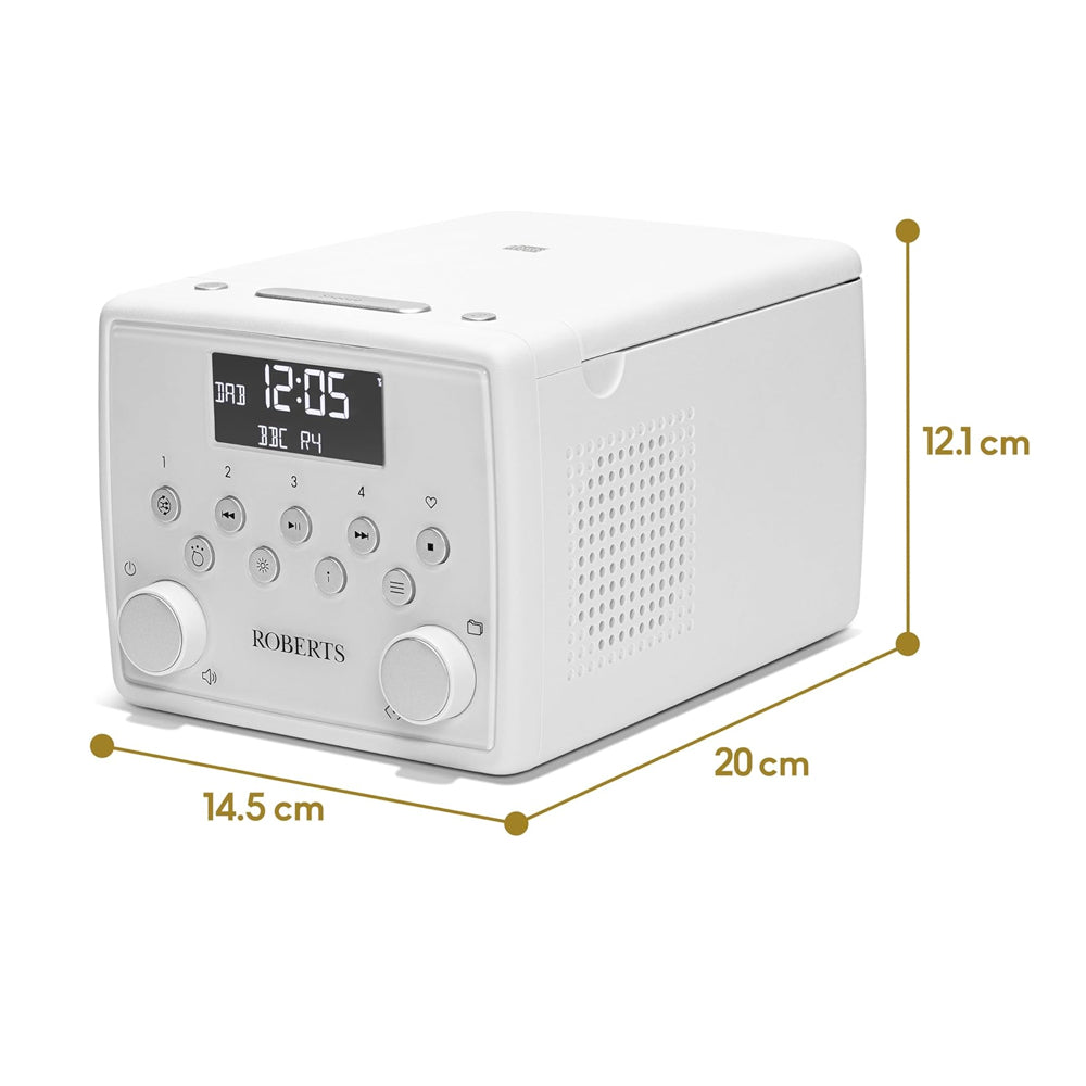 Roberts SOUND 49 FM DAB DAB+ Digital Clock Radio with Bluetooth and CD Player - White White