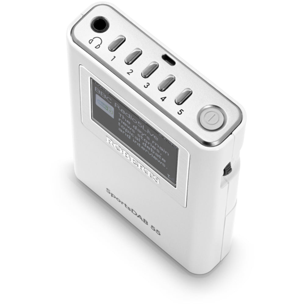 Roberts SportsDAB 55 DAB+/FM Personal Pocket-sized Digital Radio with Colour Display White