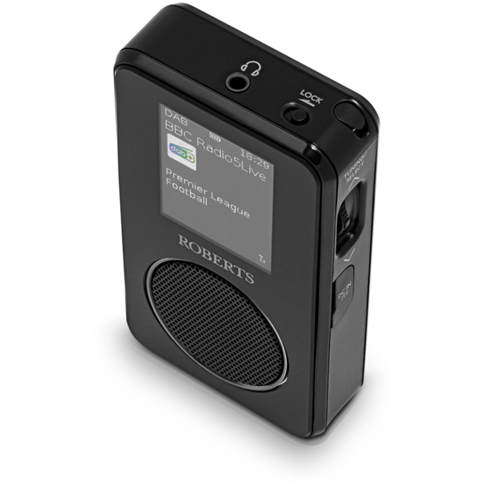 Roberts SportsDAB 65 Dab+/Fm Pocket-Sized Radio With Full Colour LCD Display And Built-In Speaker Black