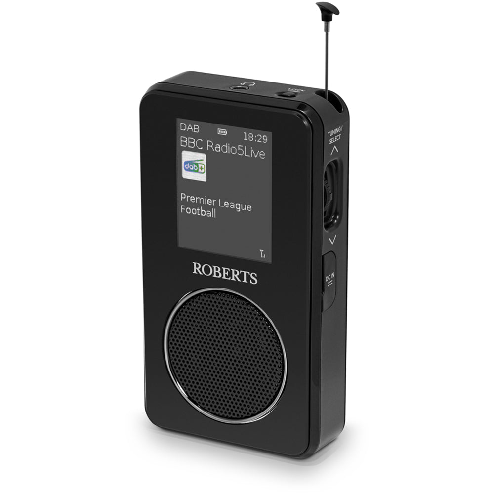 Roberts SportsDAB 65 Dab+/Fm Pocket-Sized Radio With Full Colour LCD Display And Built-In Speaker Black