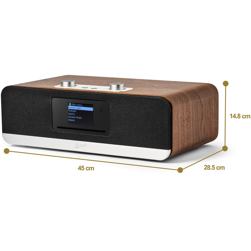 Roberts Stream 67L Bluetooth Sound System with CD Player and Internet DAB+ Radio - Walnut Walnut