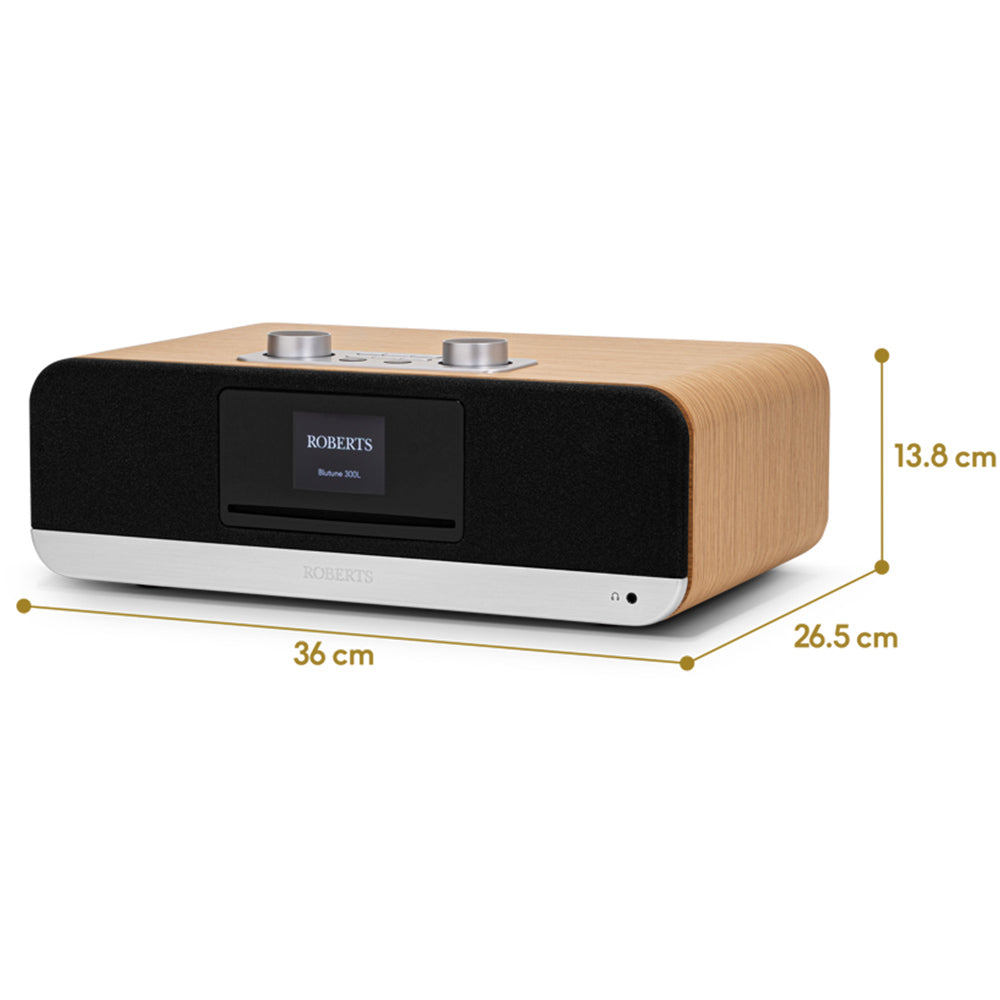 Roberts Stylus Luxe Direct Drive Turntable and Blutune 300L DAB+ BT CD USB Sound System Wood HiFi Package