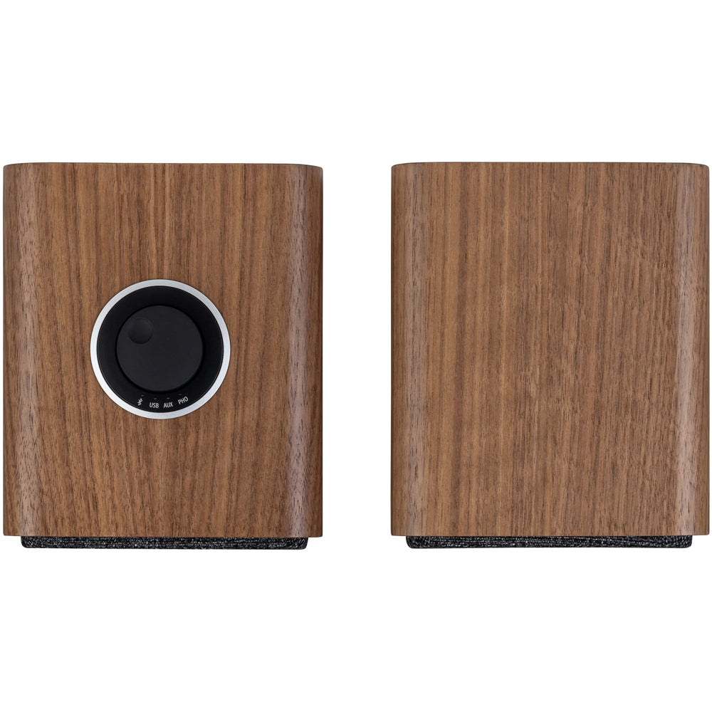 Roberts Stylus Luxe Turntable with Built-In Preamp and Ruark MR1 MK3 Active Bluetooth Speakers with Built-in MM Phono Preamp Walnut