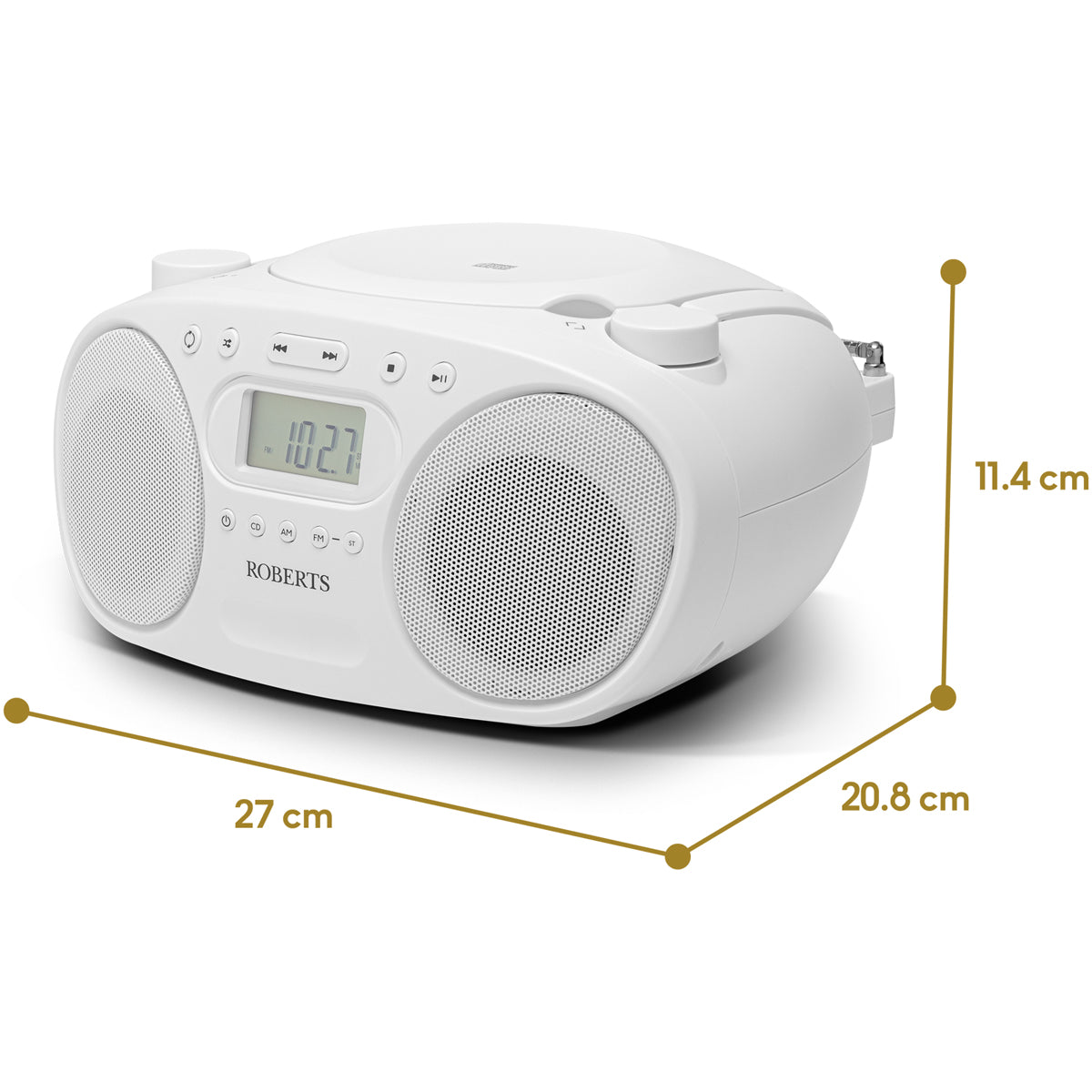 Roberts Zoombox FM Portable CD Player FM AM Radio White White