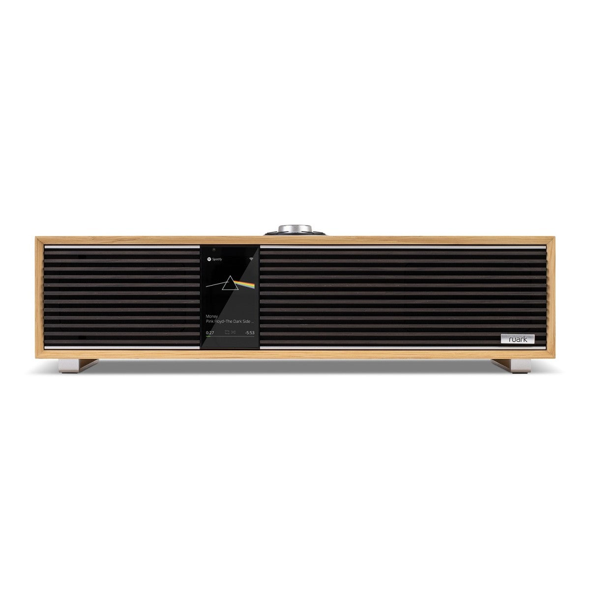 Ruark R410 Anniversary Edition Integrated Music System - White Oak Veneer Cabinet with Ebonised Grille & Ebony Veneer Inlay