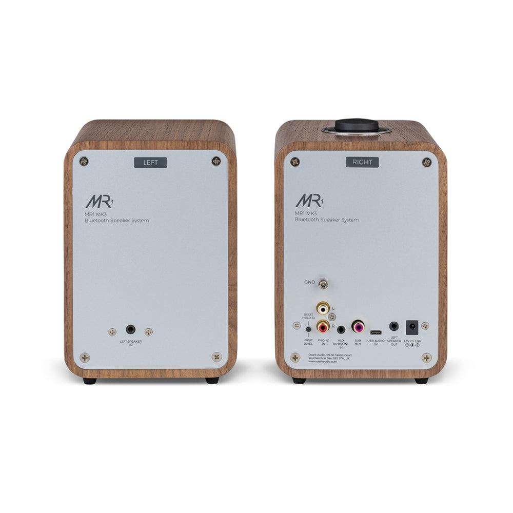 Ruark MR1 MK3 Active Bluetooth Speakers Pair with Built-in MM Phono Preamplifier - Rich Walnut Walnut