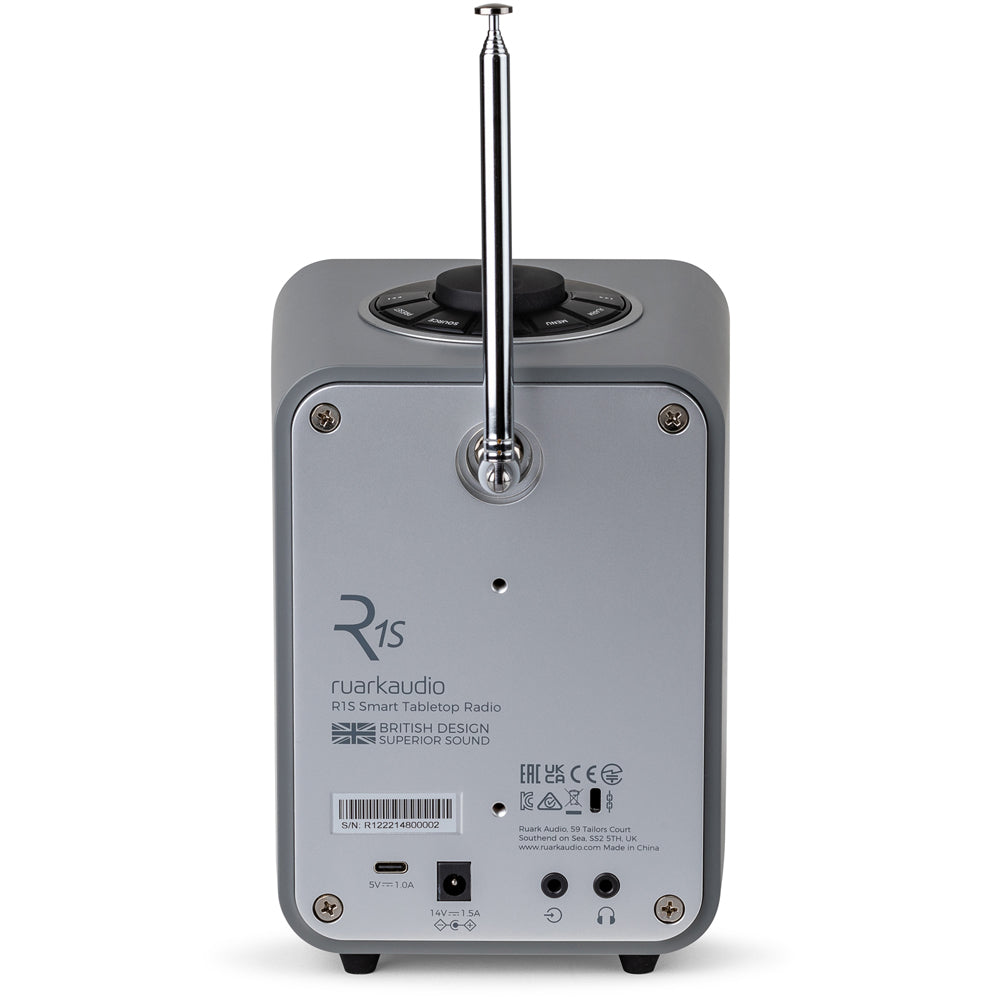 Ruark R1S DAB DAB+ FM Internet Bluetooth WiFi Smart Radio with Remote Bundle - Charcoal Black