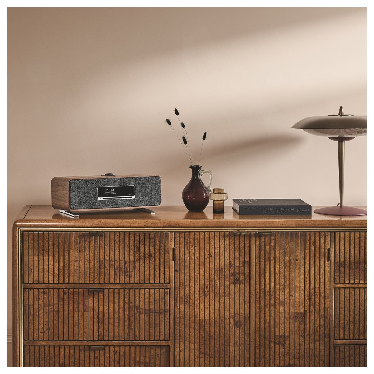 Ruark R3S Music System in Rich Walnut Veneer with Slate Grey Fabric Grille Rich Walnut