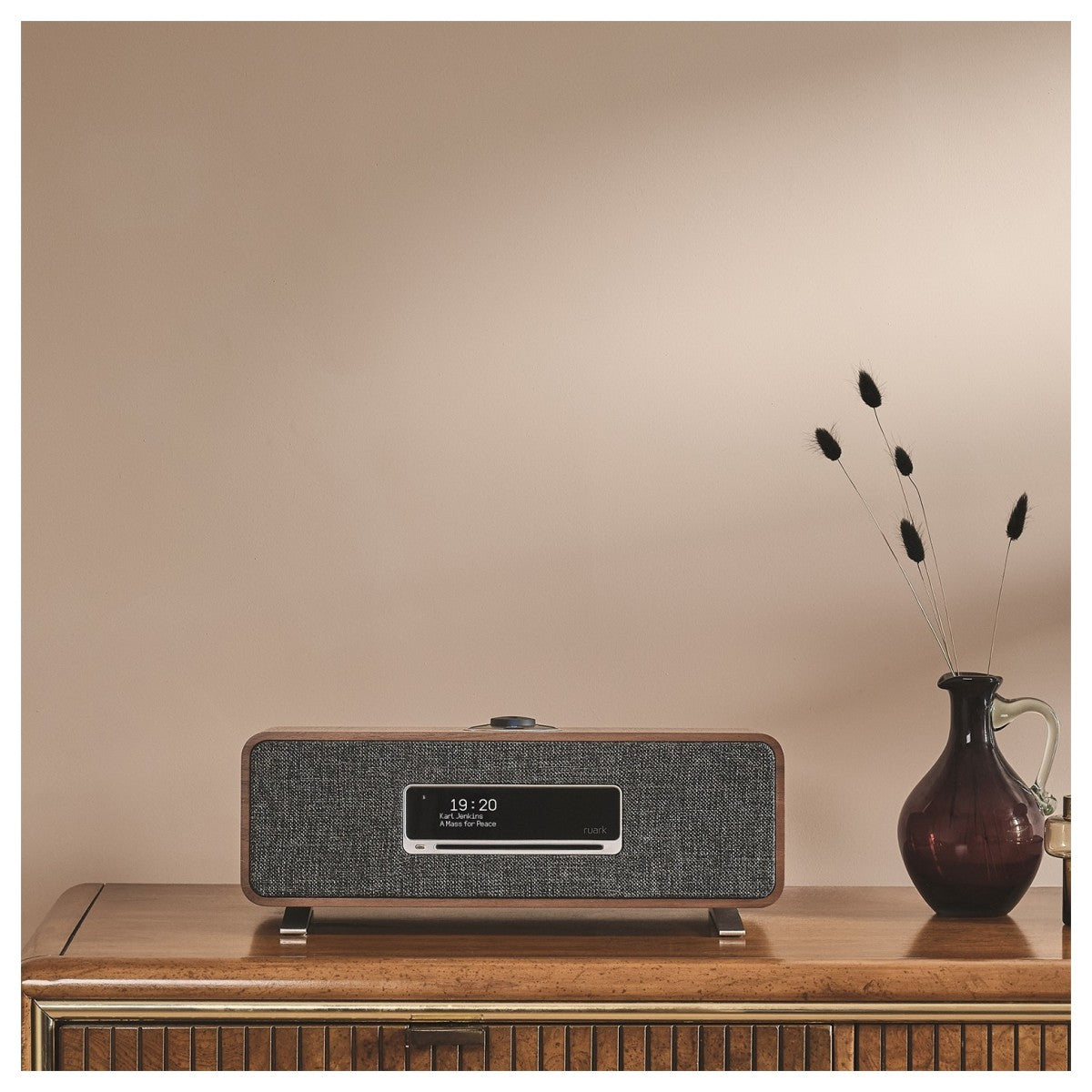 Ruark R3S Music System in Rich Walnut Veneer with Slate Grey Fabric Grille Rich Walnut