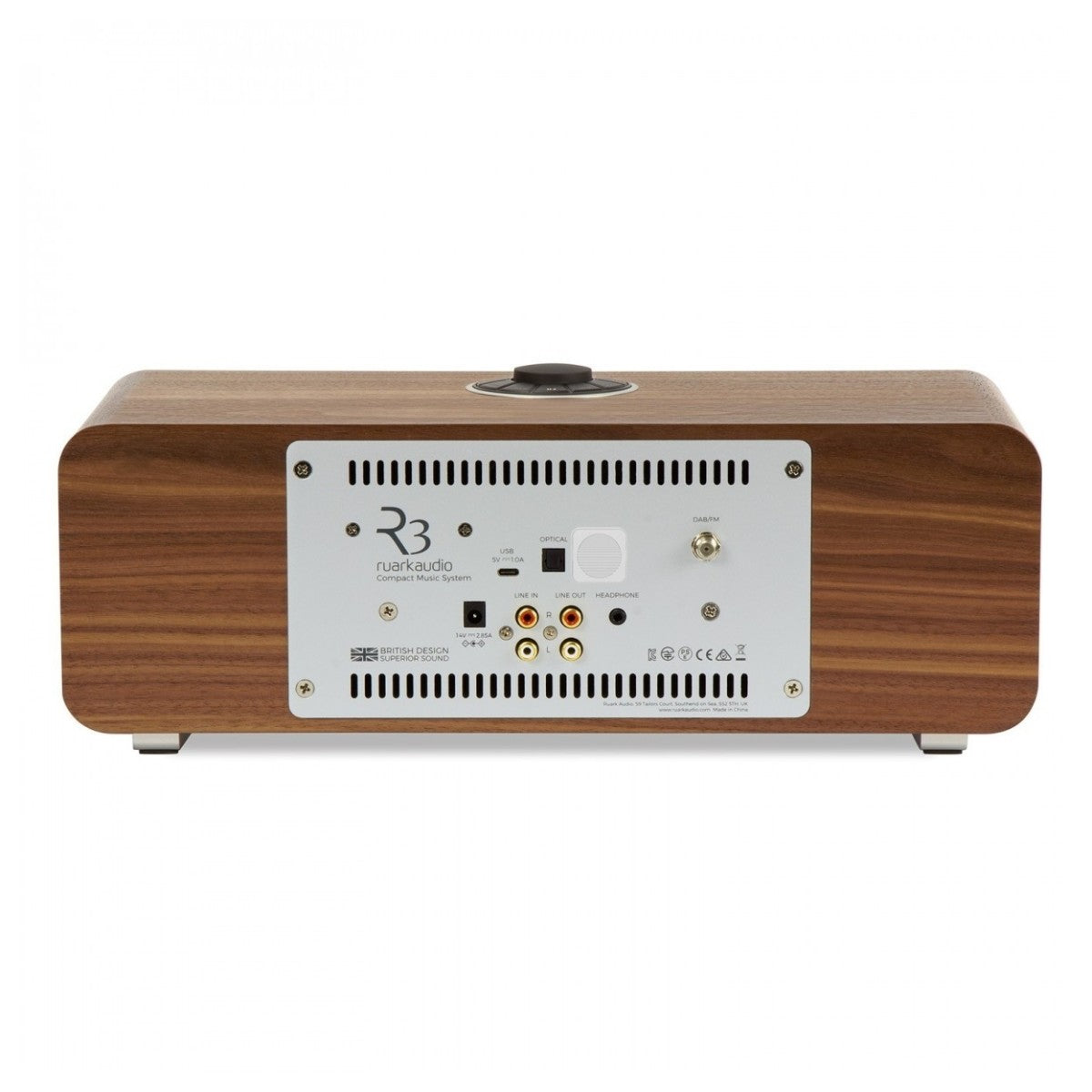 Ruark R3S Music System in Rich Walnut Veneer with Slate Grey Fabric Grille Rich Walnut