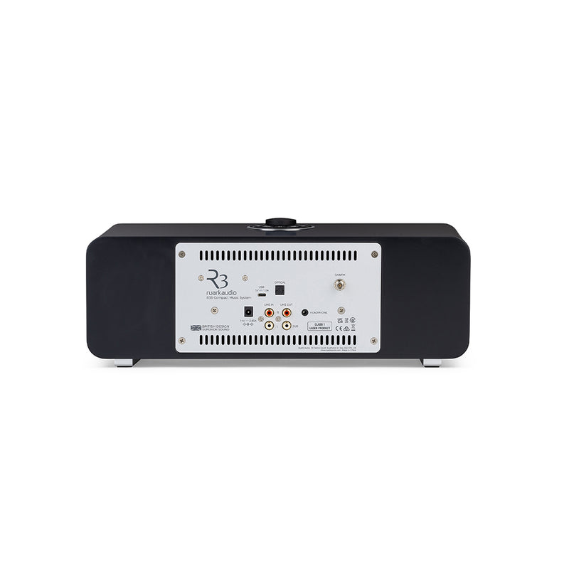 Ruark R3S Music System In Satin Charcoal Lacquer with Slate Grey Fabric Grille NEW Charcoal