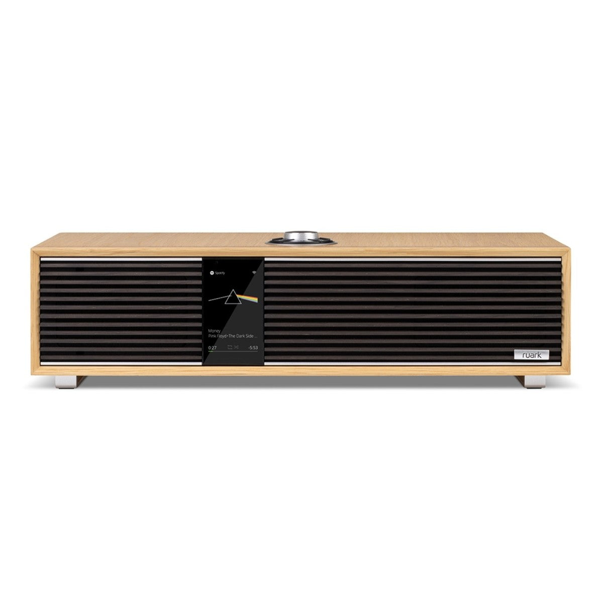 Ruark R410 Anniversary Edition Integrated Music System - White Oak Veneer Cabinet with Ebonised Grille & Ebony Veneer Inlay White Oak