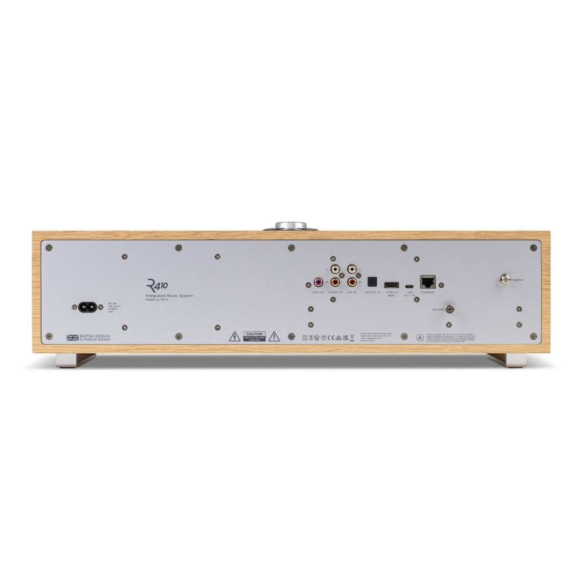 Ruark R410 Anniversary Edition Integrated Music System - White Oak Veneer Cabinet with Ebonised Grille & Ebony Veneer Inlay White Oak