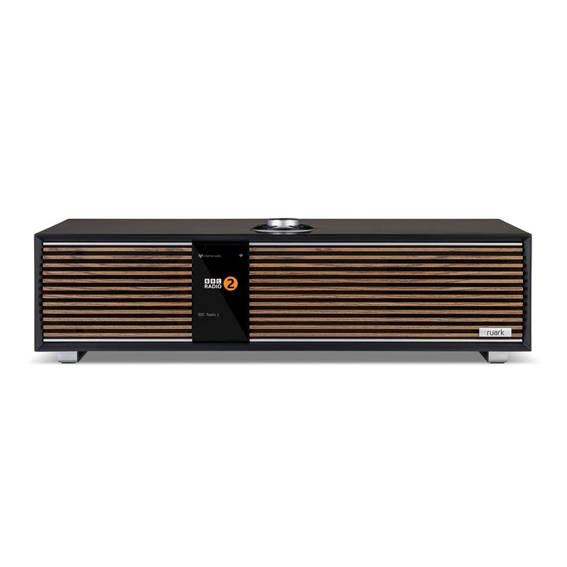 Ruark R410 Integrated Music System - Satin Charcoal with Walnut Grille Charcoal