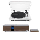 Ruark R410 Music System with R-CD100 CD Player & Audio Technica AT-LP70XBT Automatic Wireless BT Turntable - Silver Silver