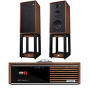 Ruark R610 Music Console and Wharfedale Linton Heritage Standmount Speakers with Matching Stands - Walnut Walnut