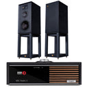 Ruark R610 Music Console Charcoal with Wharfedale Linton Heritage Standmount Speakers Black with Matching Stands Charcoal