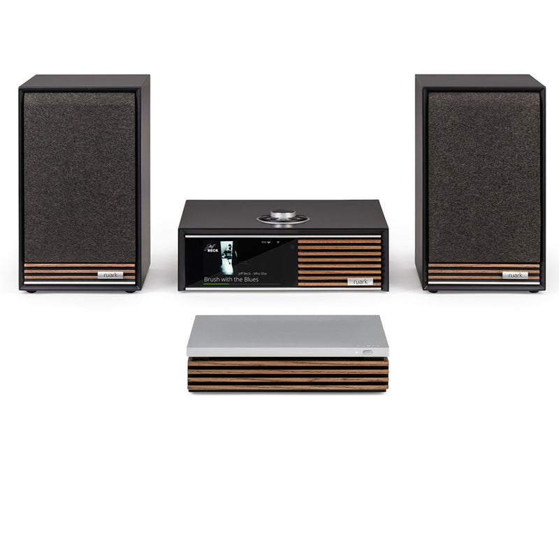 Ruark R610 Music Console & Sabre-R Bookshelf Speakers Pair Charcoal with R-CD100 CD Player