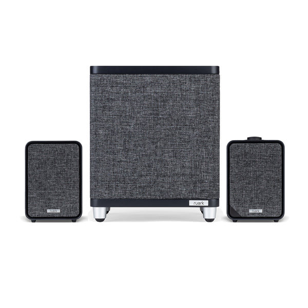 Ruark RS1 Subwoofer with MR1 MK3 Active Bluetooth Speakers Pair Charcoal Black Black