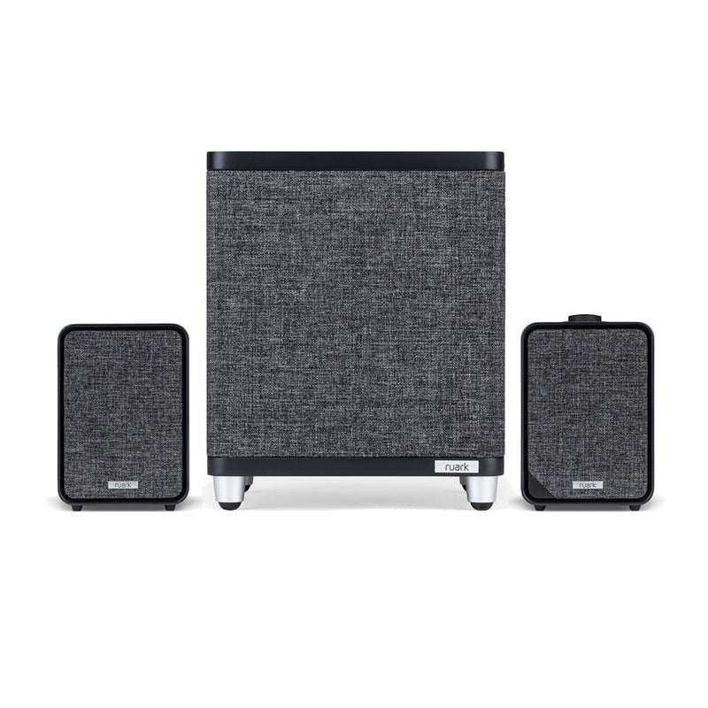 Ruark RS1 Subwoofer with MR1 MK3 Active Bluetooth Speakers Pair Charcoal Black Black