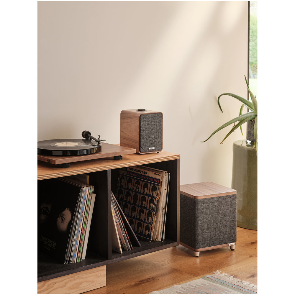 Ruark RS1 Subwoofer with MR1 MK3 Active Bluetooth Speakers Pair Rich Walnut Walnut
