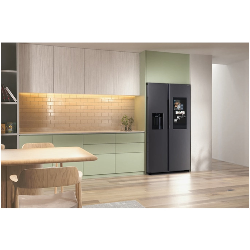 Samsung Bespoke AI RS90F66BEFEU Plumbed American Fridge Freezer with Family Hub Black