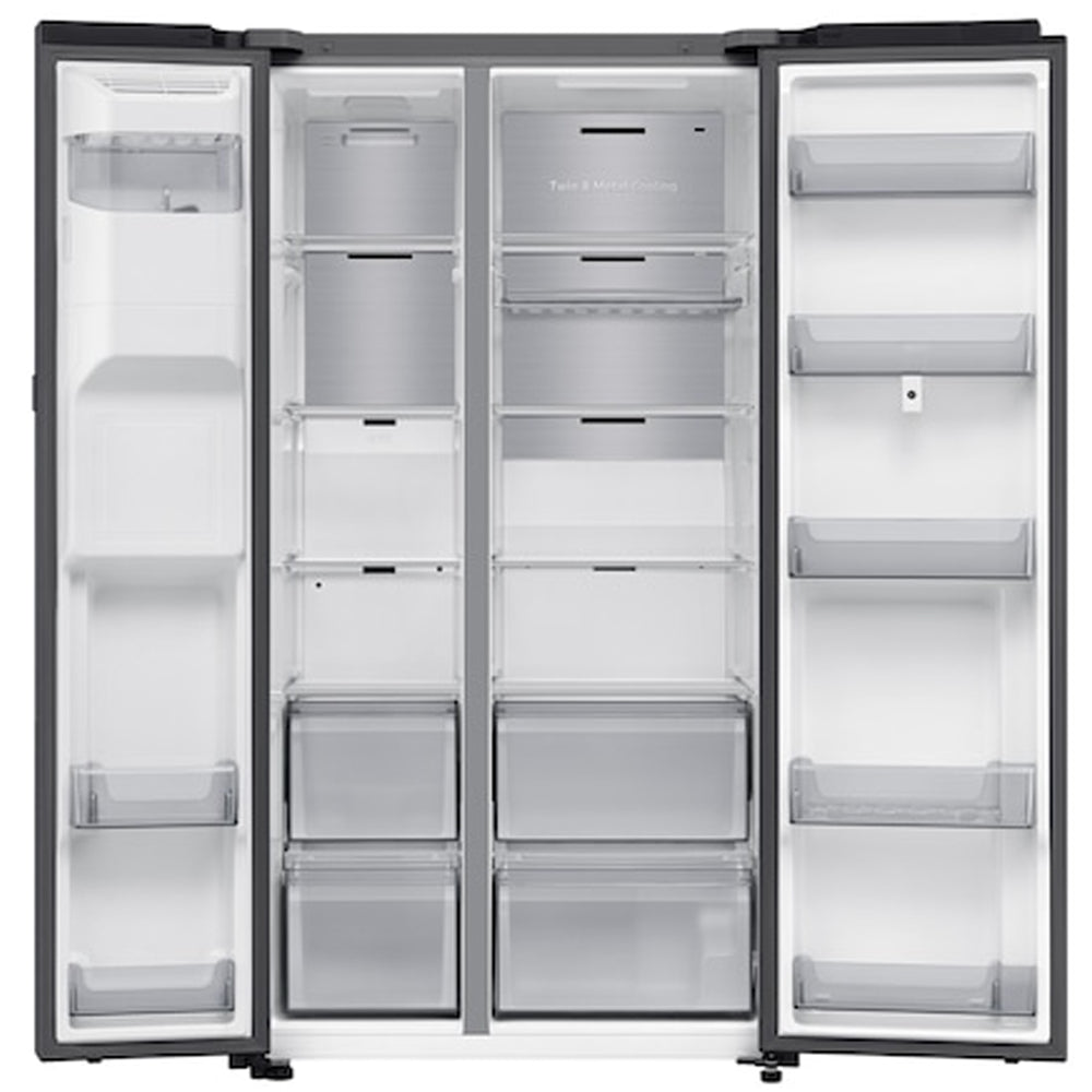 Samsung Bespoke AI RS90F66BEFEU Plumbed American Fridge Freezer with Family Hub Black