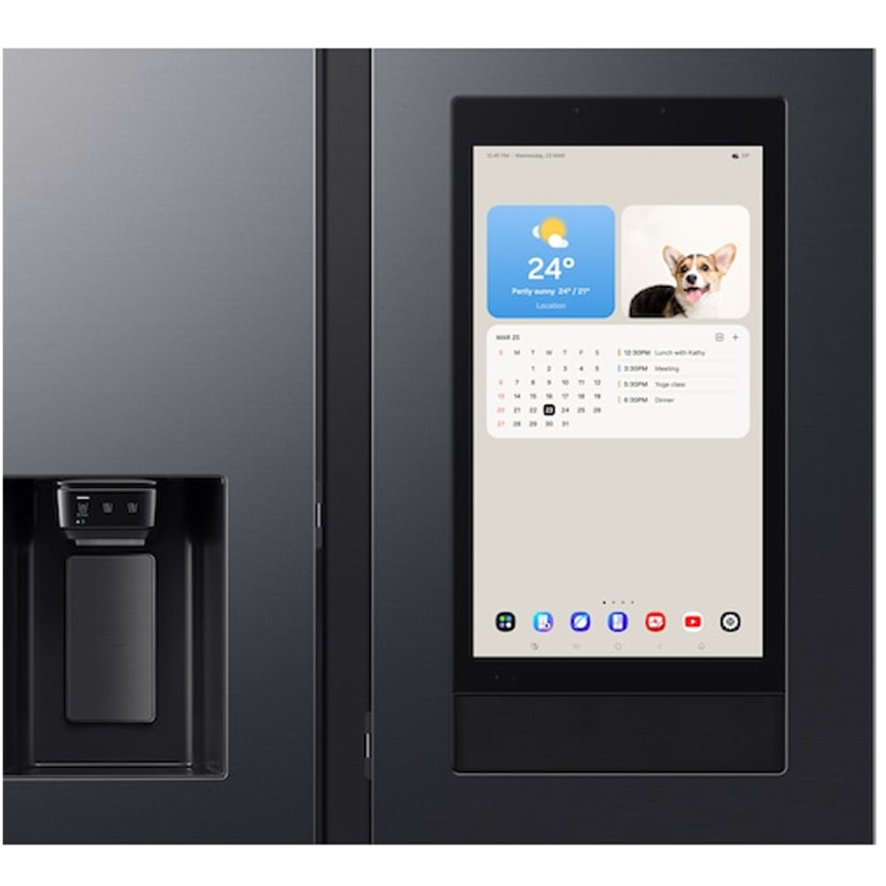 Samsung Bespoke AI RS90F66BEFEU Plumbed American Fridge Freezer with Family Hub Black
