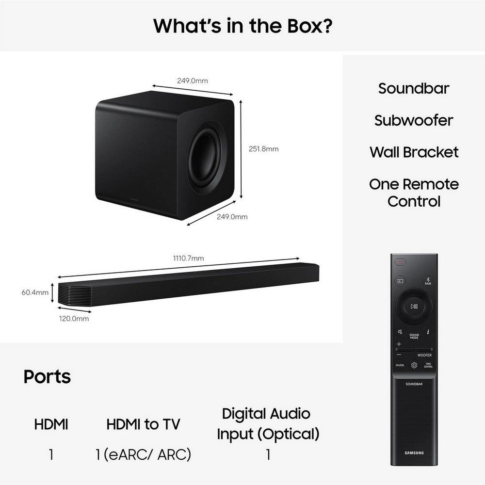 Samsung HW-Q800H Q-Series 5.1.2 Ch Dolby Atmos Soundbar with Subwoofer - Black (2026)