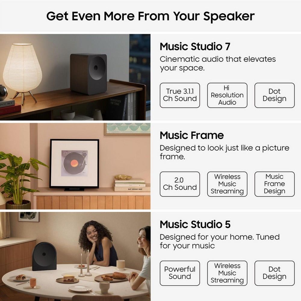 Samsung Music Studio 7 HW-LS70H Multi-Directional Wireless Speakers Black - Pack of 4