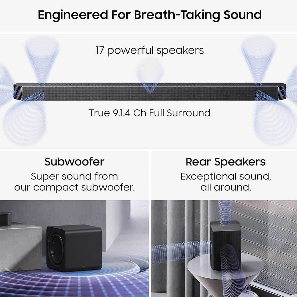 Samsung Q930H Q-Series 9.1.4 Ch Soundbar with Subwoofer & Rear Speakers HW-Q930H/XU 2026