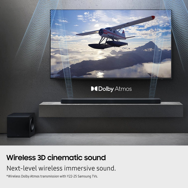 Samsung QE65S95FATXXU 65 Inch OLED S95F 4K UHD HDR Smart AI TV with HW-QS700F 3.1.2ch Q-Series Soundbar Bundle