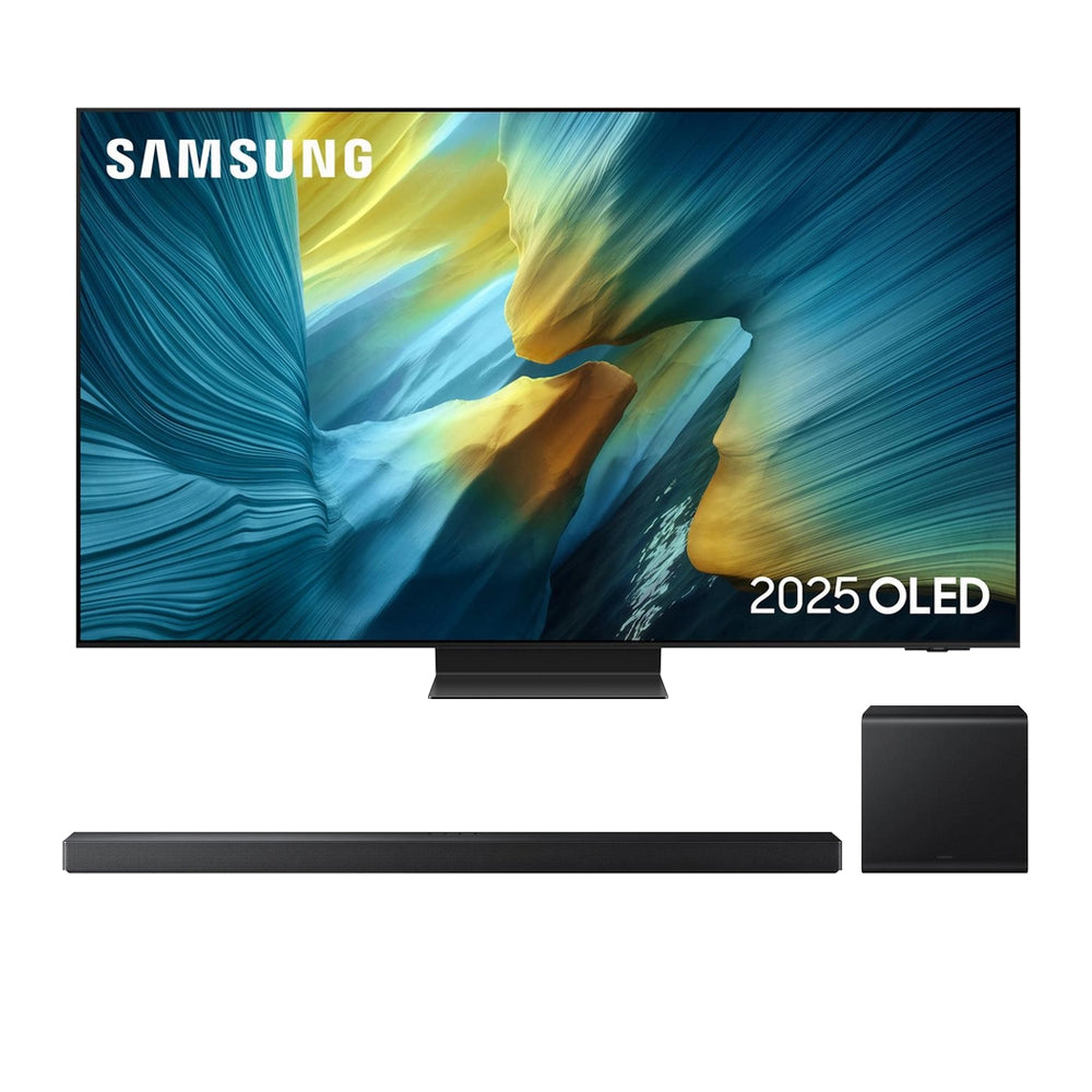 Samsung QE65S95FATXXU 65 Inch OLED S95F 4K UHD HDR Smart AI TV with HW-QS700F 3.1.2ch Q-Series Soundbar Bundle
