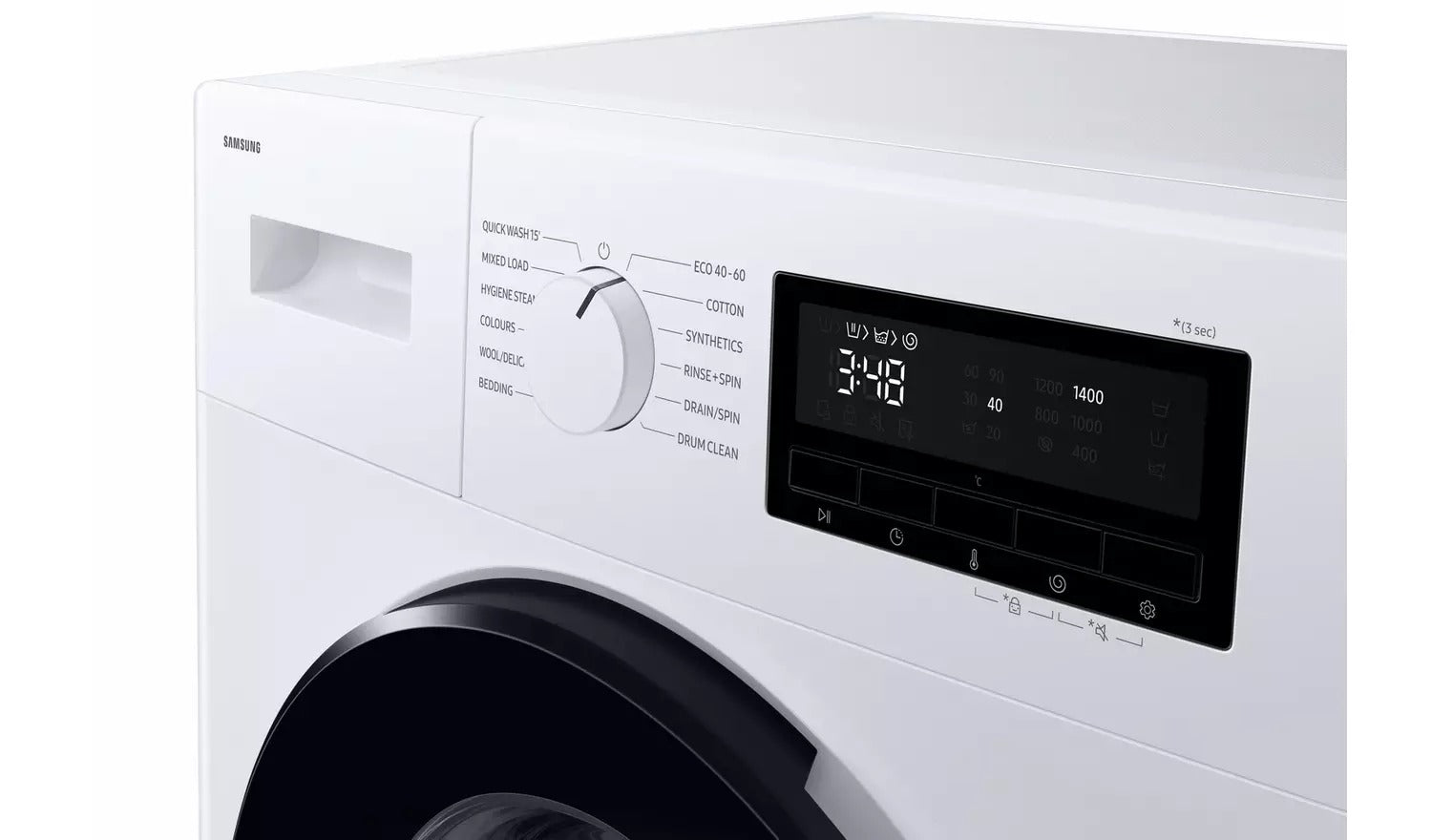 Samsung Series 4 WW90FG3M05AWEU 9kg 1400 Spin Front Load Washing Machine with Hygiene Steam White - A Rated White