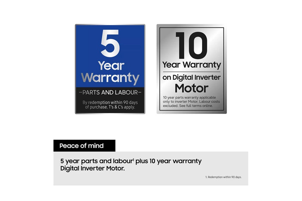 Samsung Series 5 WD90HG5U34BXEU Ecobubble AI Energy 9kg+6kg 1400 Spin Washer Dryer - Inox Inox