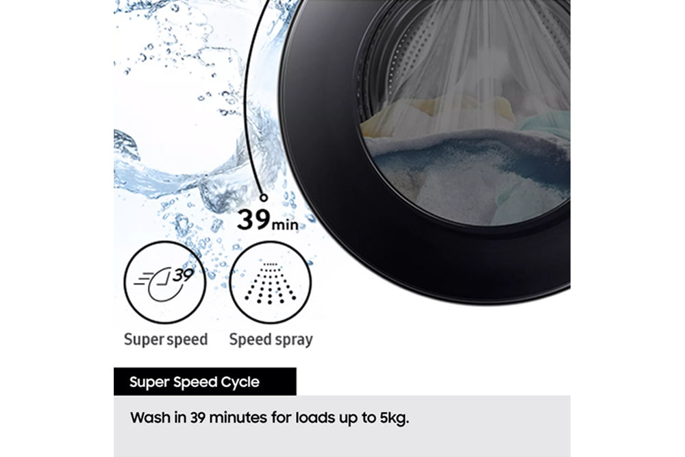 Samsung Series 5 WD90HG5U34BXEU Ecobubble AI Energy 9kg+6kg 1400 Spin Washer Dryer - Inox Inox