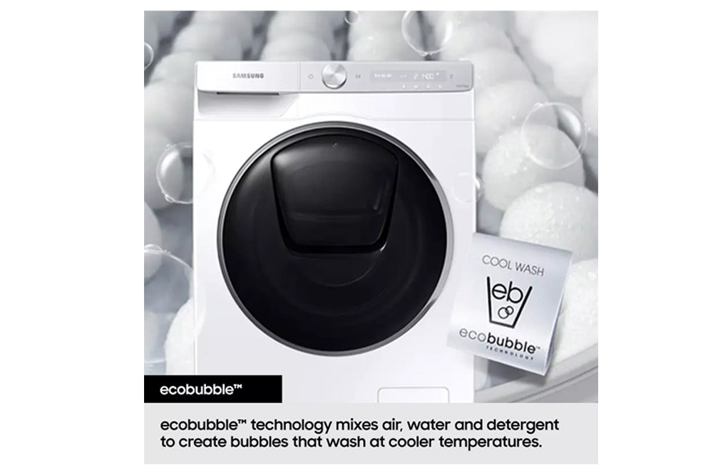 Samsung Series 5 WD90HG5U34BXEU Ecobubble AI Energy 9kg+6kg 1400 Spin Washer Dryer - Inox Inox