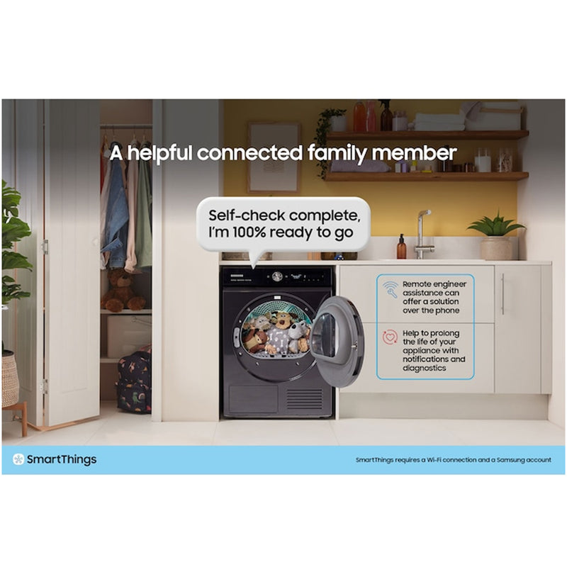 Samsung Series 9 DV90F09F4SU1 with AI Home 9kg Heat Pump Tumble Dryer Dark Grey