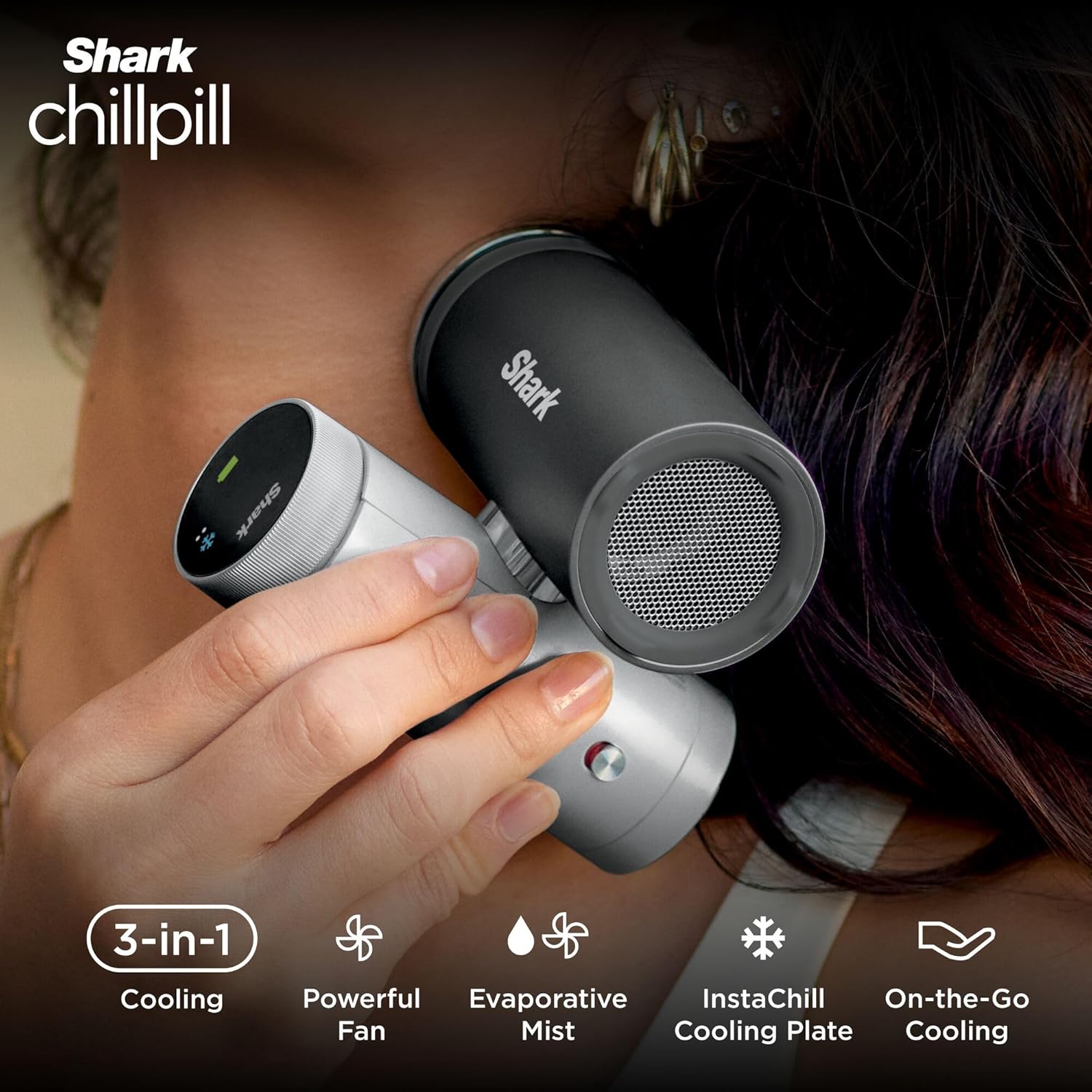 Shark ChillPill 3-in-1 Fan, Mist & InstaChill System - Carbon FA022UK Black
