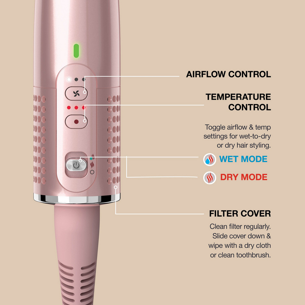 Shark Glossi HT302UKPK 2-in-1 Hot Brush and Air Glosser Brush Lychee