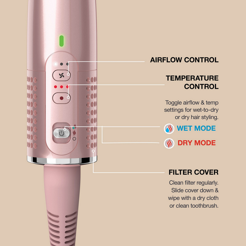 Shark Glossi HT302UKPK 2-in-1 Hot Brush and Air Glosser Brush Lychee
