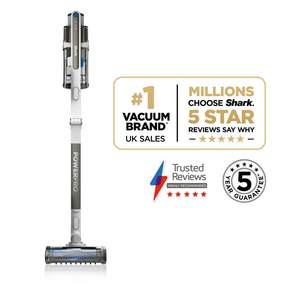 Shark IZ380UKT PowerPro Pet Cordless Stick Vacuum Cleaner with Anti Hair Wrap and Floor Detect - Up To 50 Minutes Run Time Java Metallic